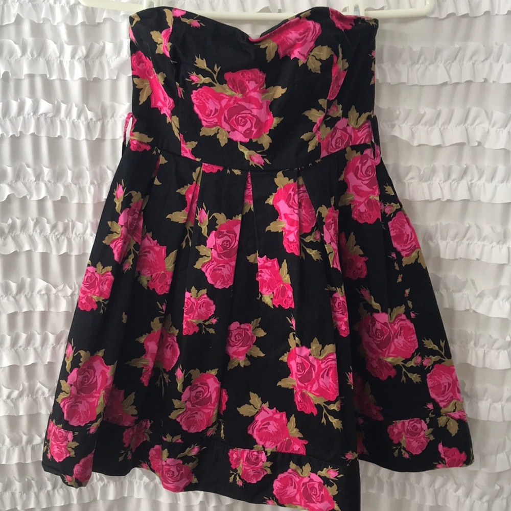 Strapless Floral Dress